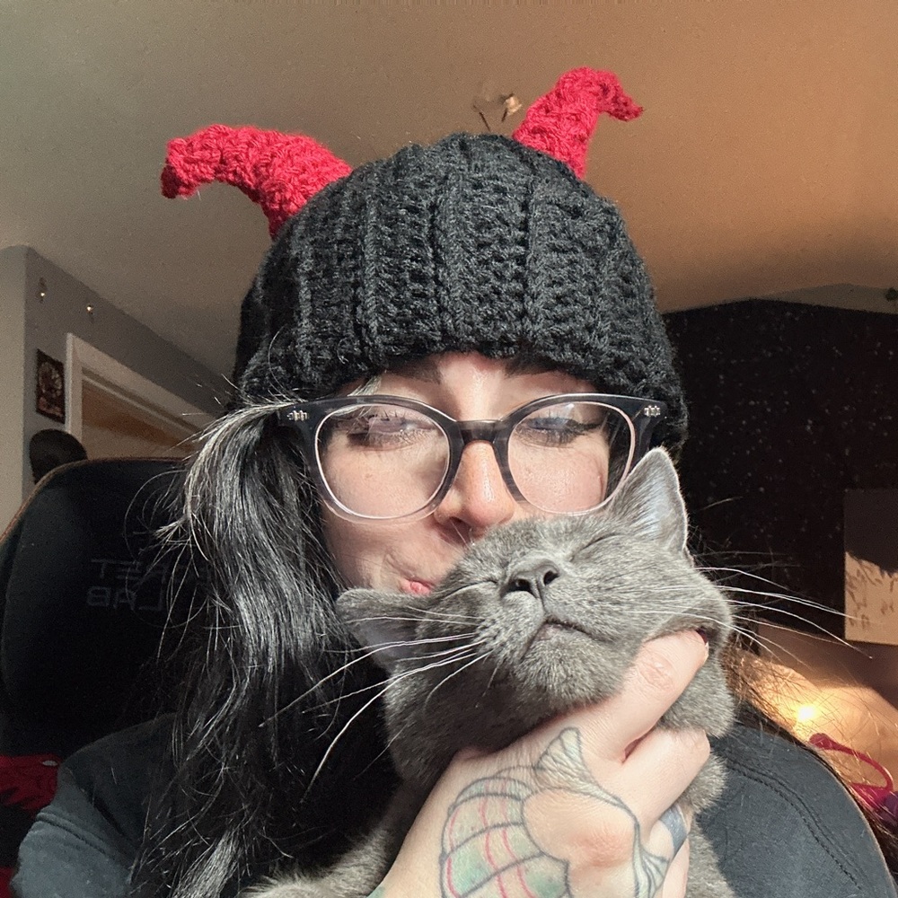 Devil horned crochet beanie